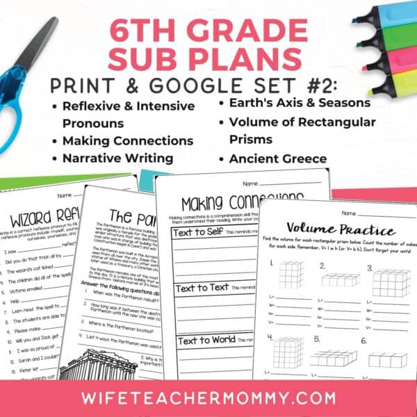 6th Grade Ready To Go Sub Plans Print + Google Set #2 - Image 2