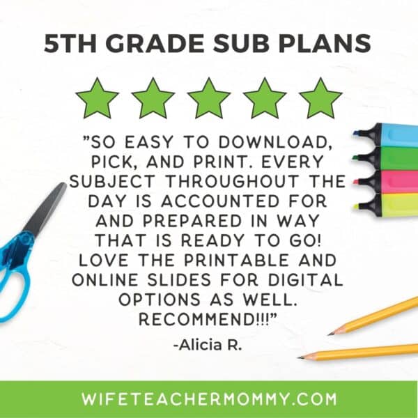 5th Grade Ready To Go Sub Plans Print + Google Set #4 - Image 4