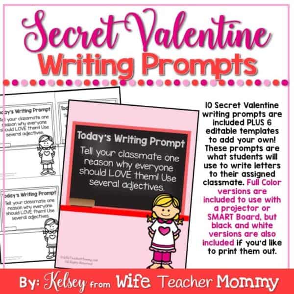 Valentine's Day Writing Activity- Secret Valentine Writing Prompts. - Image 6