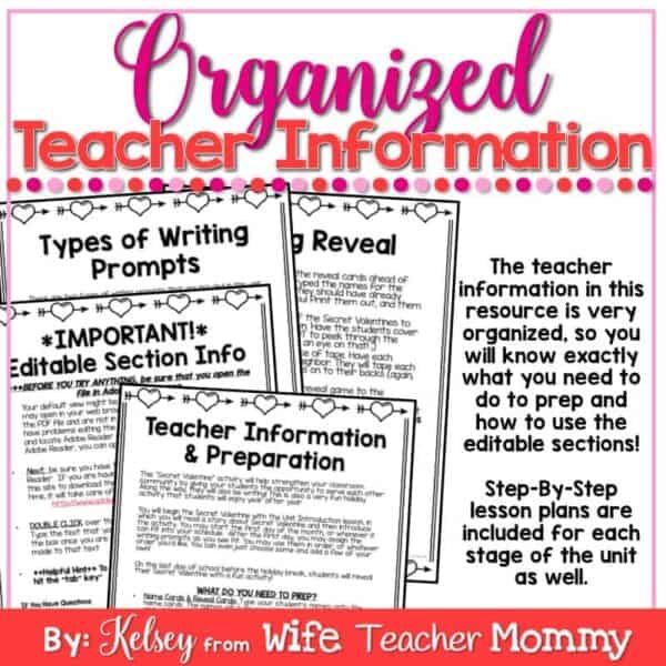 Valentine's Day Writing Activity- Secret Valentine Writing Prompts. - Image 2