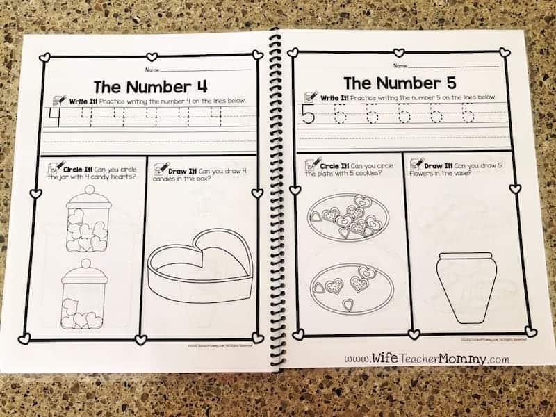 Valentine's Day number writing worksheets 0-20 for preschool, pre-k and kindergarten teachers! These printable worksheets are a great way for students to practice penmanship. Great for your classroom or homeschool. You can also use for just 1-10 or 11-20 number worksheets. Make a great number journal! #prek #preschool #kindergarten