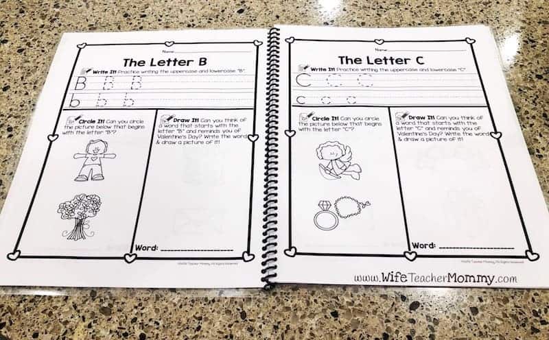 Alphabet handwriting practice A-Z for preschool, pre-k and kindergarten! These printable alphabet worksheets are a great way for students to practice penmanship. These are perfect letter writing worksheets for your classroom or homeschool! They are great for February homework, centers, or independent work. #prek #preschool #kindergarten