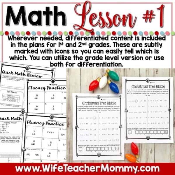 December Sub Plans 1st and 2nd Grade Math and ELA Mini Bundle - Image 3