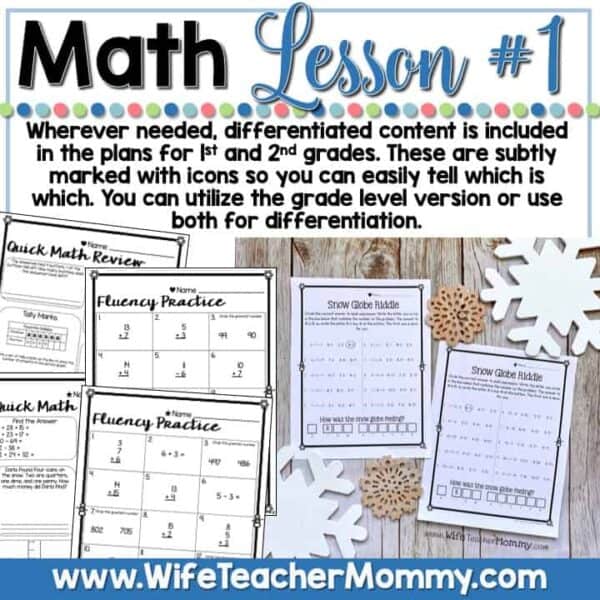 January Sub Plans 1st and 2nd Grade Math and ELA Mini Bundle - Image 3