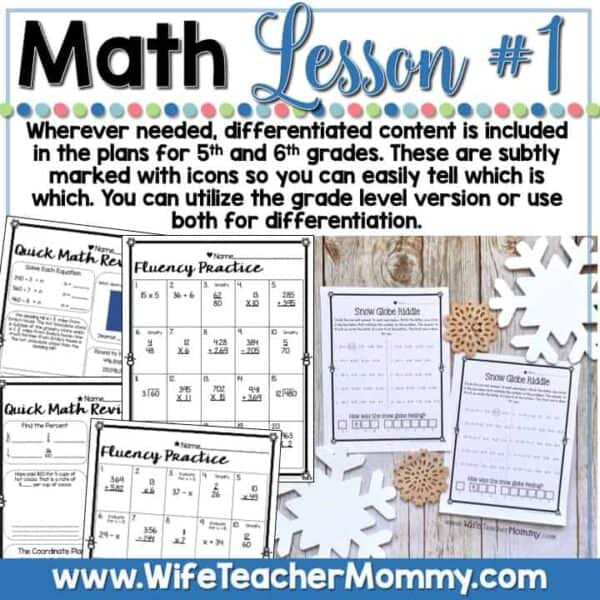 January Sub Plans 5th and 6th Grade Math and ELA Mini Bundle - Image 3