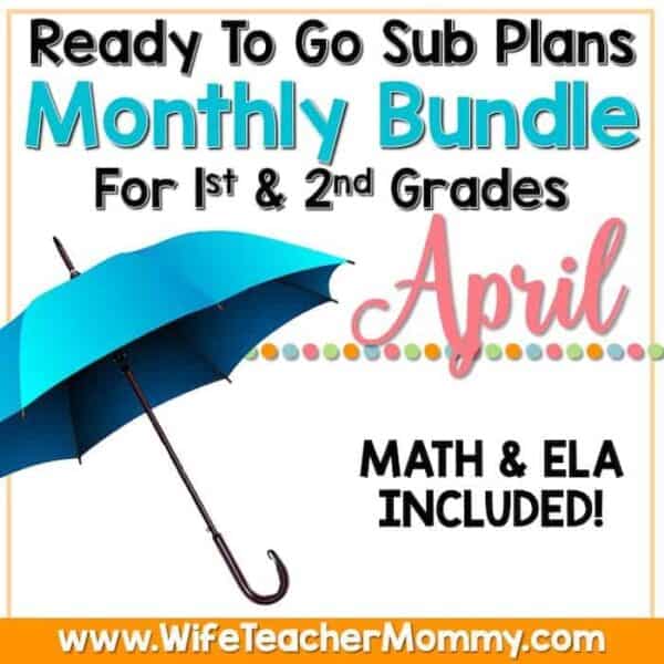 blue umbrella- April lesson plans for 1st & 2nd grade math and ELA