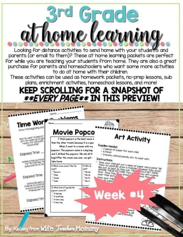 3rd Grade Distance Learning Packet: At Home Learning Activities Week #4 - Image 2