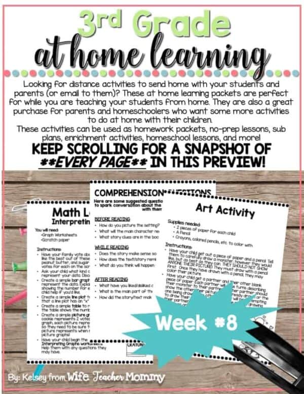 3rd Grade Distance Learning Packet: At Home Learning Activities Week #8 - Image 2