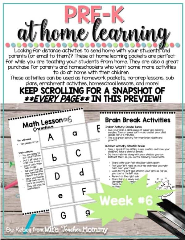 Pre-K Distance Learning Packet: At Home Learning Activities Week #6 - Image 2