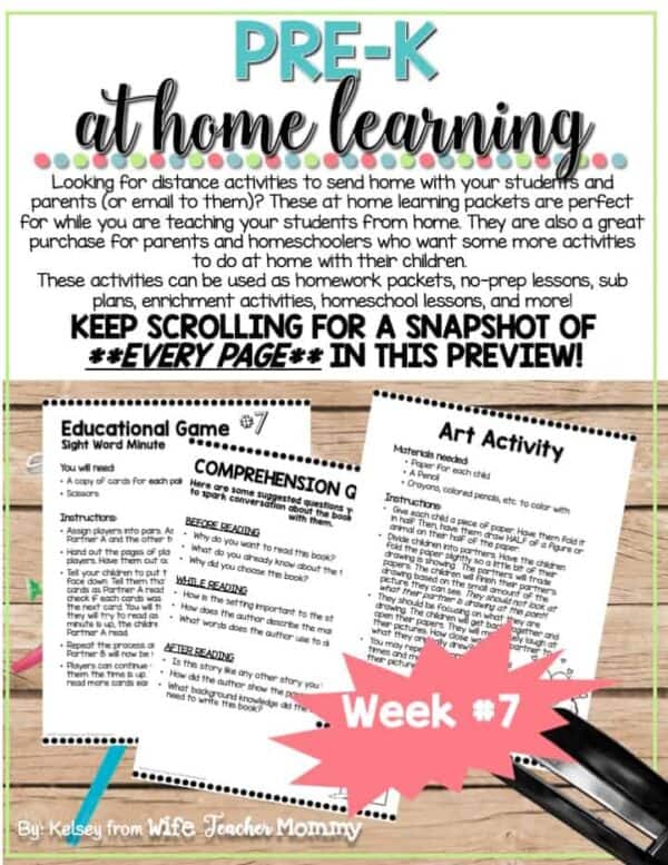 Pre-K Distance Learning Packet: At Home Learning Activities Week #7 - Image 2