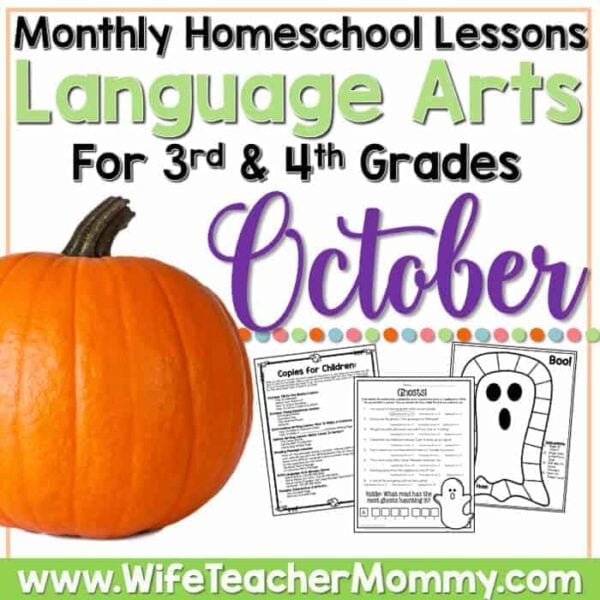 October Homeschool Lessons for 3rd and 4th Grade Math and Language Arts Mini Bundle - Image 2