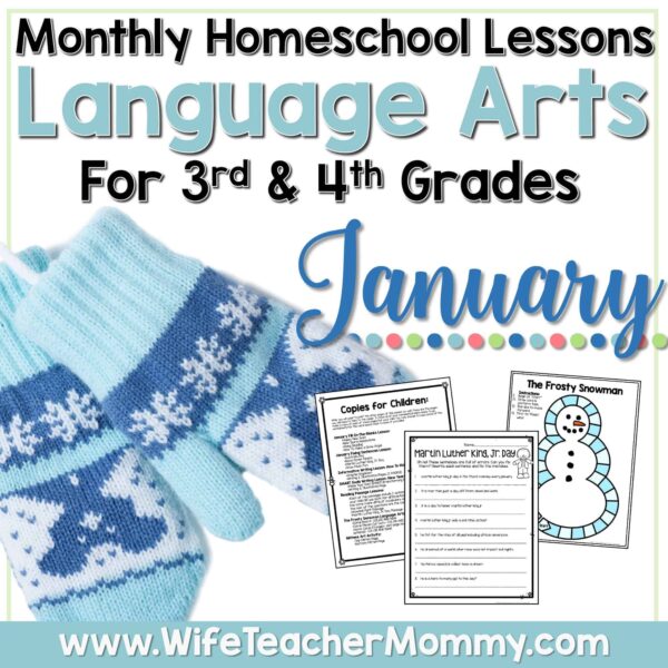 January Homeschool Lessons for 3rd Grade & 4th Grade Language Arts