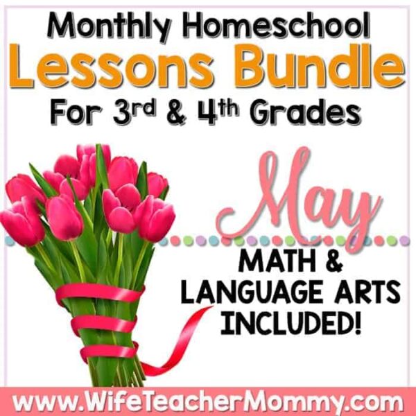 May Homeschool Lessons for 3rd and 4th Grade Math and Language Arts Mini Bundle