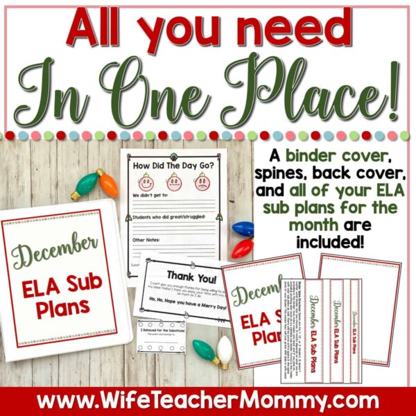 December Sub Plans for Pre-K ELA - Image 2