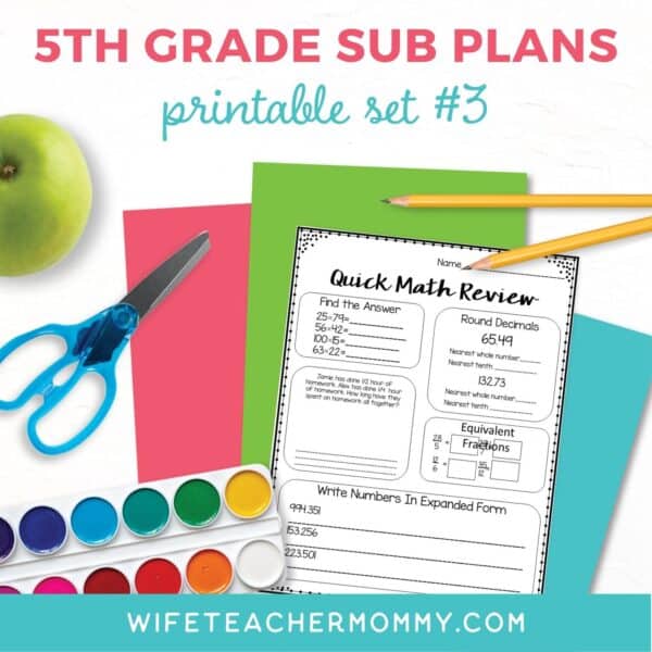 5th Grade Ready To Go Sub Plans Printable Bundle - Image 3