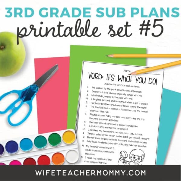 3rd Grade Ready To Go Sub Plans Printable Set #5