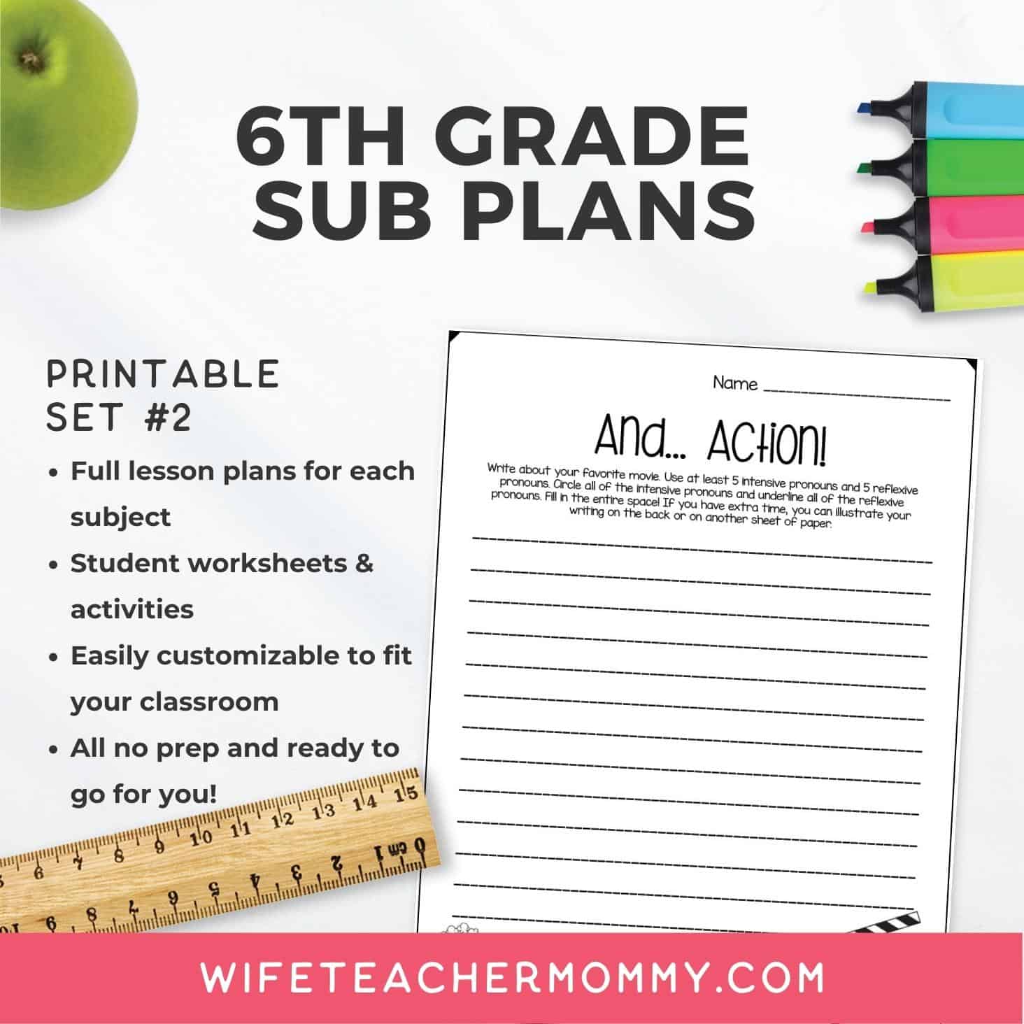 6th Grade Ready To Go Sub Plans Printable Set #2 - Image 2