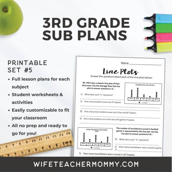 3rd Grade Ready To Go Sub Plans Printable Set #5 - Image 2