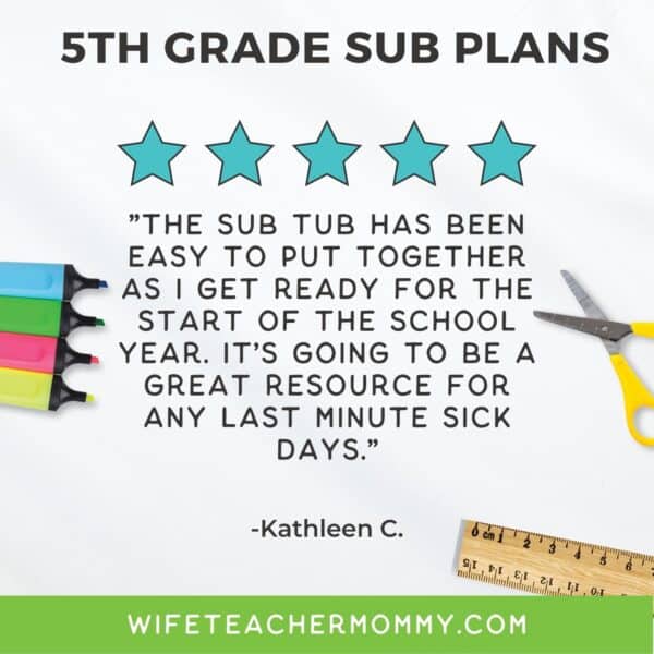5th Grade Ready To Go Sub Plans Printable Set #4 - Image 4