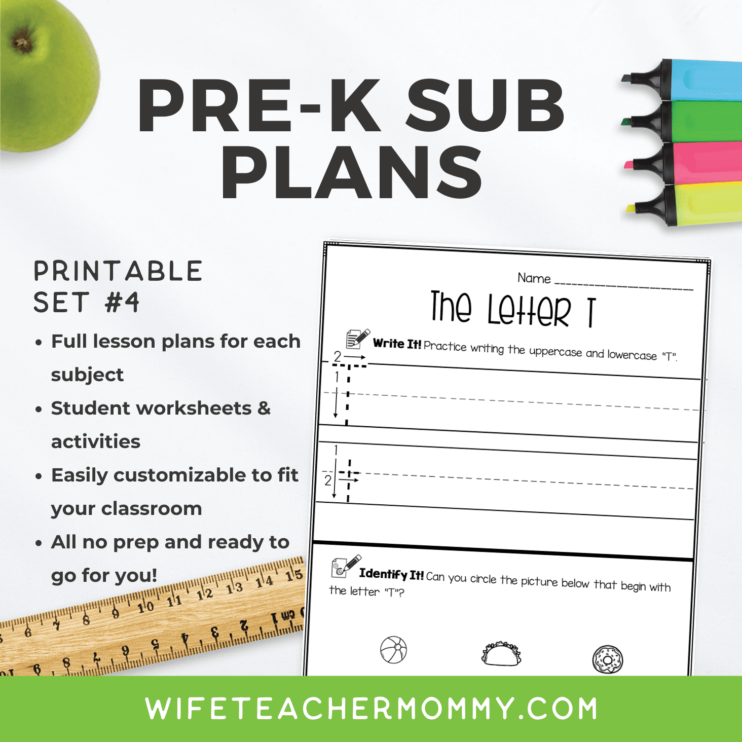 Pre-K Ready To Go Sub Plans Printable Set #4 - Image 2
