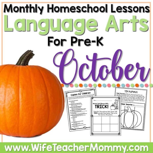 October Homeschool Lessons for Pre-K Language Arts
