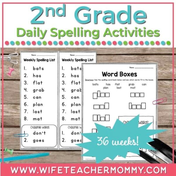 36 weeks of 2nd grade spelling words and activities