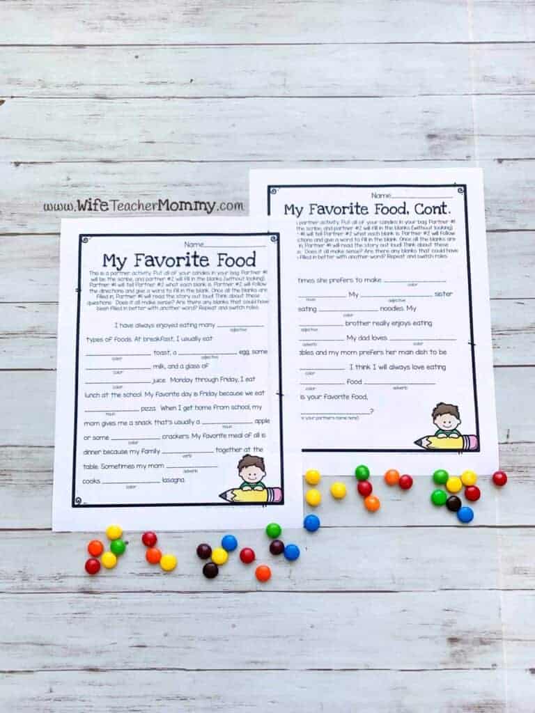 ideas and resources for special education my favorite foods fill-in-the-blanks