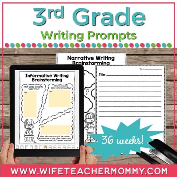 36 weeks of writing prompts for 3rd grade printable & digital