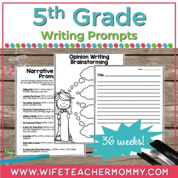 36 weeks of writing prompts for 5th grade printable