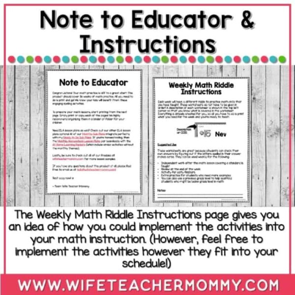 36 Weeks of Math Riddles for 3rd Grade PRINTABLE - Image 2