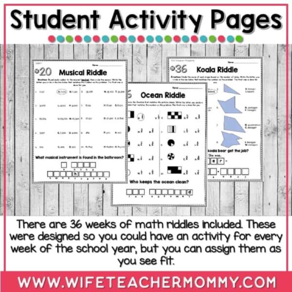 36 Weeks of Math Riddles for 3rd Grade PRINTABLE - Image 3