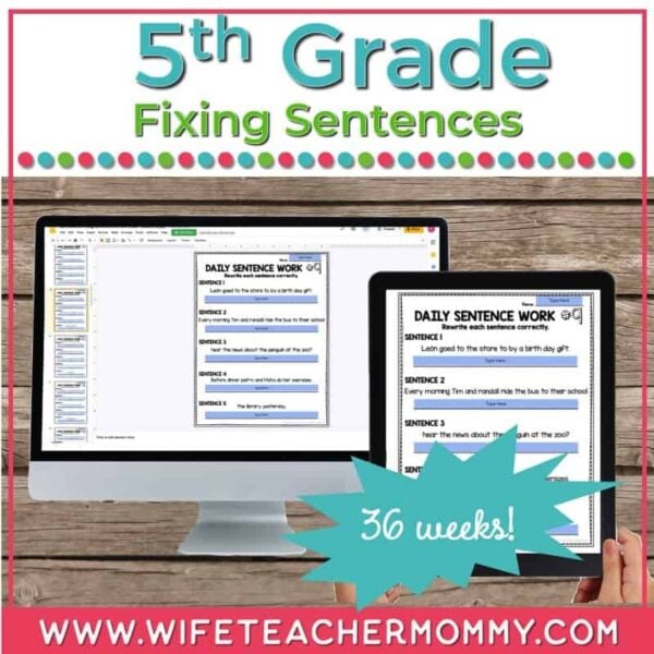 5th grade fixing sentences worksheets