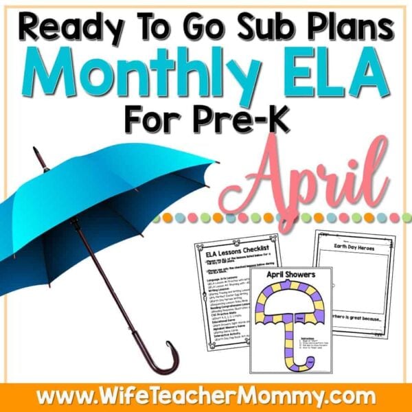blue umbrella- April ELA lesson plans for preschool