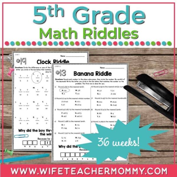 math riddle worksheets for 5th grade