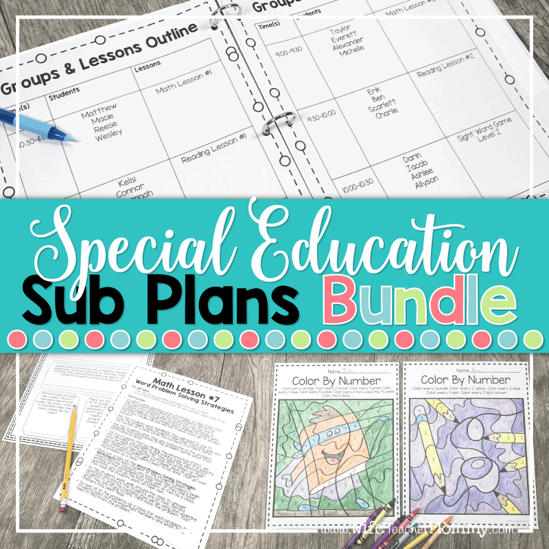 ideas and resources for special education sub plans bundle