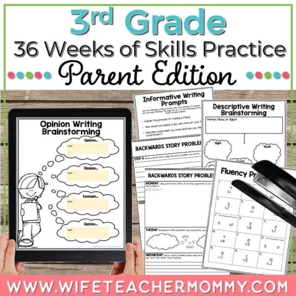 36 Weeks of Skills Practice for 3rd Grade Parent Edition PRINT + GOOGLE