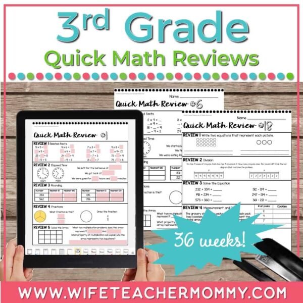 third grade math review worksheets