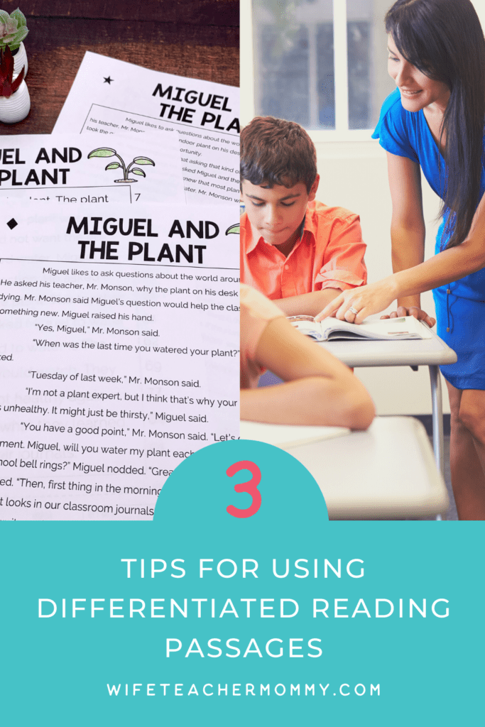 Teacher with students working on reading comprehension and fluency passages- Tips for Using Differentiated Reading Passages
