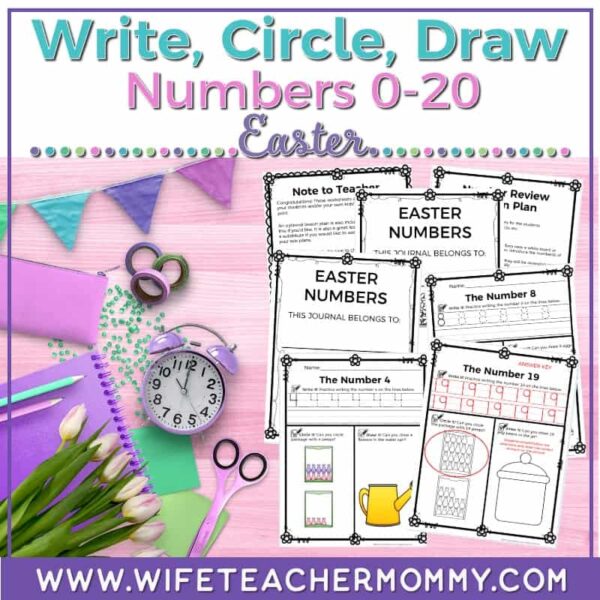 Easter Number Worksheets Practice 0-20 (Write, Circle, Draw)