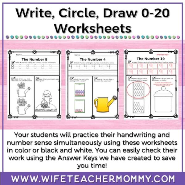 Easter Number Worksheets Practice 0-20 (Write, Circle, Draw) - Image 4