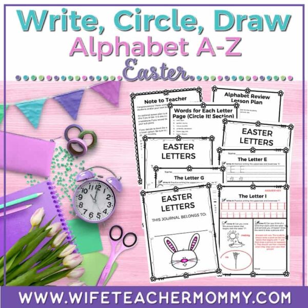 Easter Alphabet Worksheets Practice A-Z (Write, Circle, Draw)