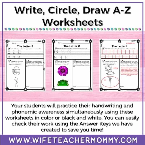 Easter Alphabet Worksheets Practice A-Z (Write, Circle, Draw) - Image 4
