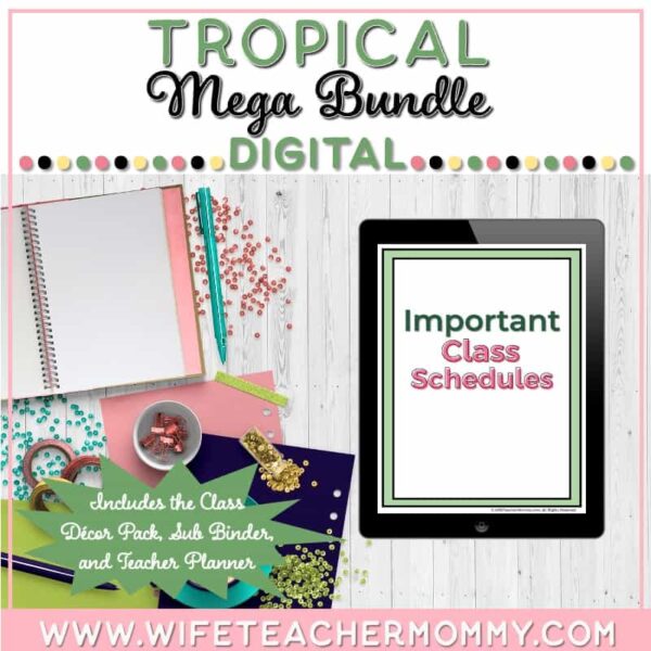 The Ultimate Tropical Mega Bundle - Teacher Planner, Sub Binder, Decor (Digital)