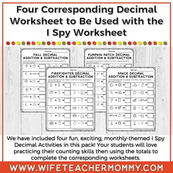 September Add and Subtract Decimals I Spy Resource - Image 3
