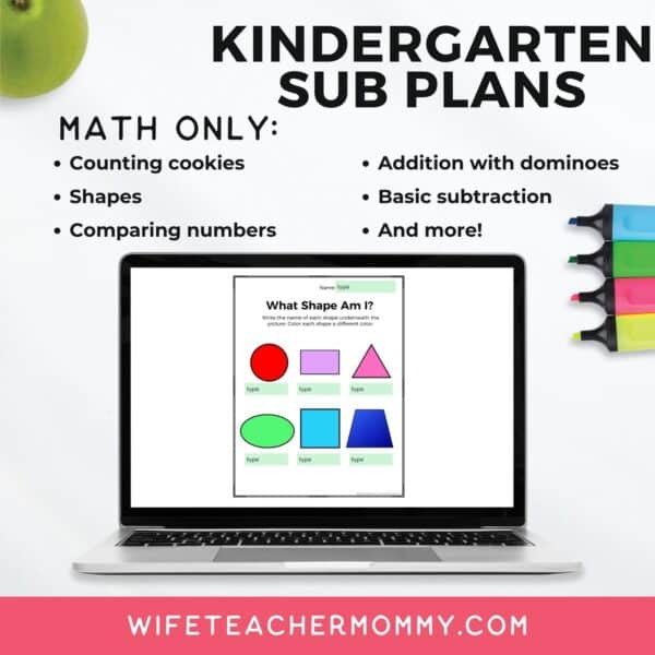 Kindergarten Departmentalized Sub Plans- Math Digital - Image 3
