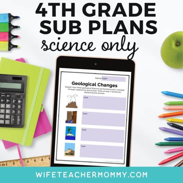 digital 4th grade science sub plans
