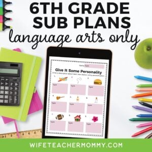 digital 6th grade language arts sub plans