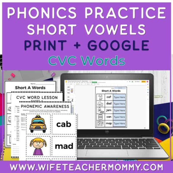 short vowel CVC words worksheets