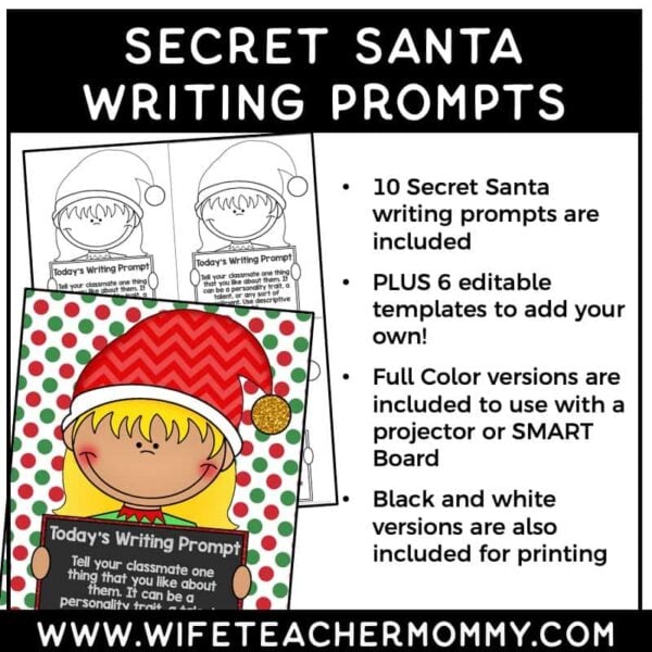 Secret Santa Christmas Writing Prompts Unit - Image 4