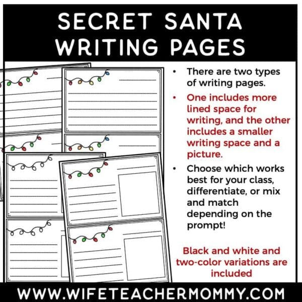 Secret Santa Christmas Writing Prompts Unit - Image 6